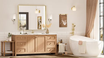 Keonjinn 42x36 Inch Gold Bathroom Mirror for Over Sink, Rectangular