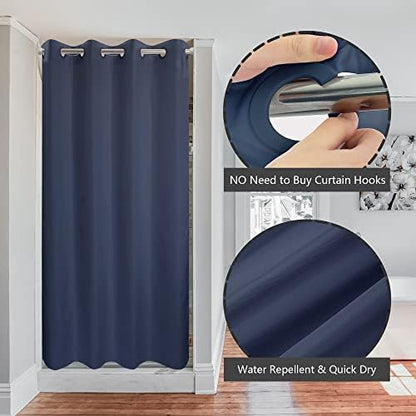 River Dream No Hook Stall Shower Curtain or Liner Microfiber Navy, 36x74