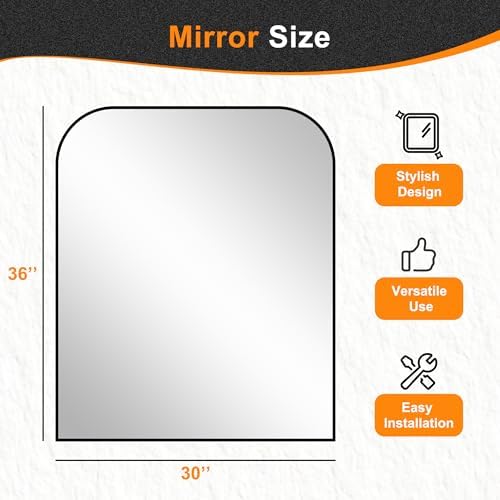 Delma 36"x30" Black Metal Framed Bathroom Mirror for Over Sink