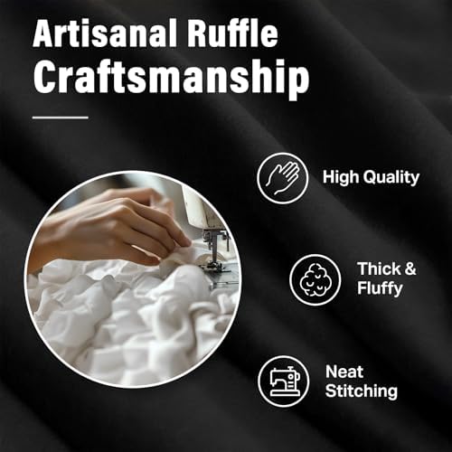 Seasonwood Black and White Farmhouse Shower Curtain 72 x 72 Black Ruffle