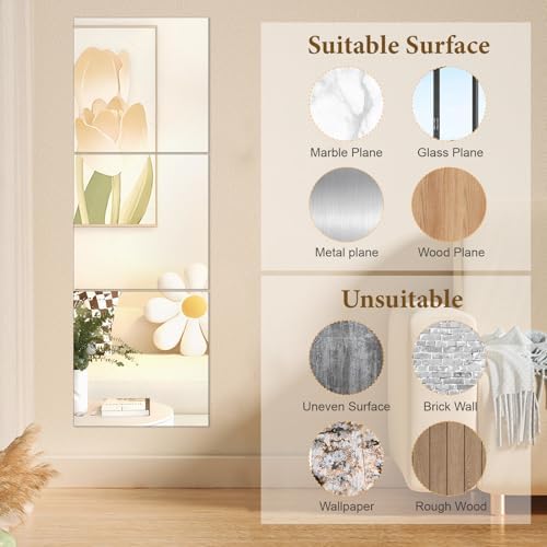 20x20 in Acrylic Mirror Sheet for Wall, 2.5mm Plastic Wall Mirror