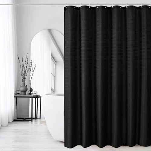 Gibelle Small Stall 230GSM Heavy Duty Black Shower Curtain, 36 x 72