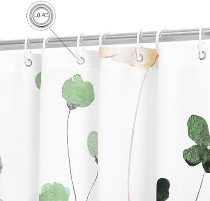 Gibelle Sage Green Beige Watercolor Floral Fabric Shower Curtain 72x72