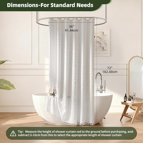 Siiluminisoy Stall Shower Curtain 36x72 White Fabric Shower Curtain Stall Size Cloth Shower Curtains Tufted Chevron Striped Textured Modern Farmhouse Minimalist for Bathroom Decor
