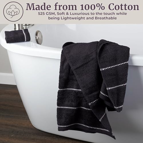 Lavish Home Bathroom Towels Set, Bathroom Accessories, Black, Set of 6