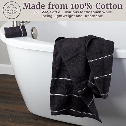 Lavish Home Bathroom Towels Set, Bathroom Accessories, Black, Set of 6