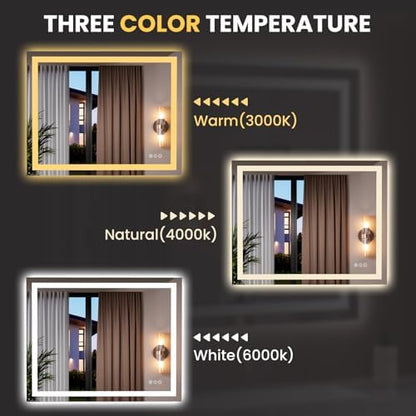 LOAAO 39.4"x31.5" LED Bathroom Mirror with Lights, UL Listed