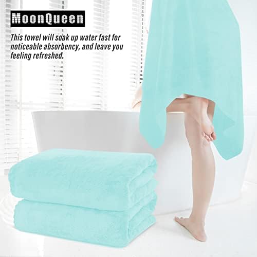 MOONQUEEN 2 Pack Premium Bath Towel Set - Quick Drying - Microfiber Coral Velvet Highly Absorbent Towels - Multipurpose Use as Bath Fitness, Bathroom, Shower, Sports, Yoga Towel (Frozen Blue)
