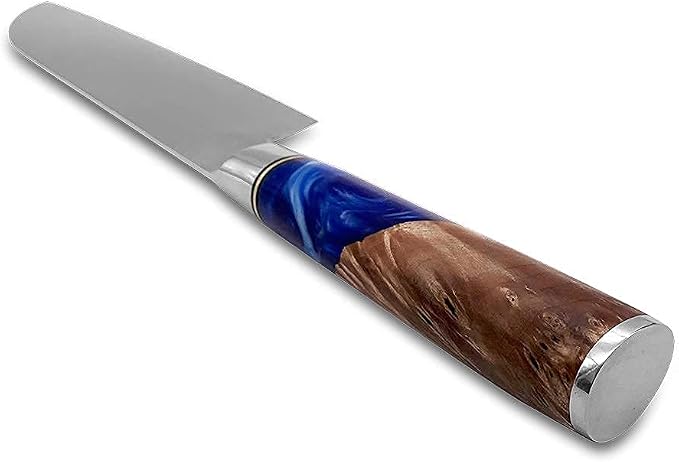 Real Damascus Steel Santouku Knife VG-10 Core Japanese Steel Kitchen Knives for Meat & Vegetable, Cooking Cutlery with Sheath