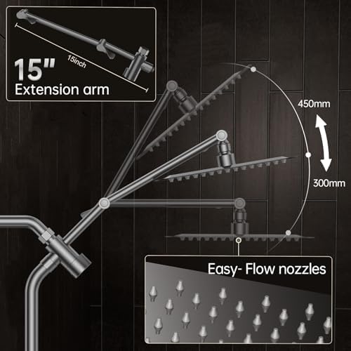 Veken All Metal 10" Luxurious Gray Rain Shower Heads with Handheld Spray