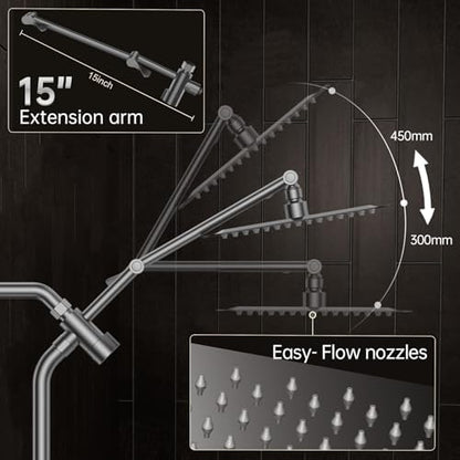 Veken All Metal 10" Luxurious Gray Rain Shower Heads with Handheld Spray