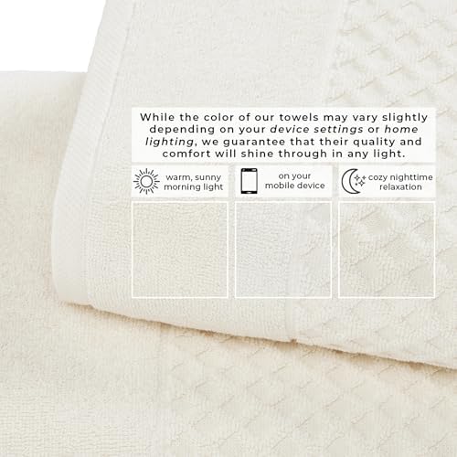 Great Bay Home Hand Towels - 100% Cotton 6 Pack 26x16 Hand Towel Set - Absorbent, Durable, Quick-Dry Towels for Bathroom (Ivory)