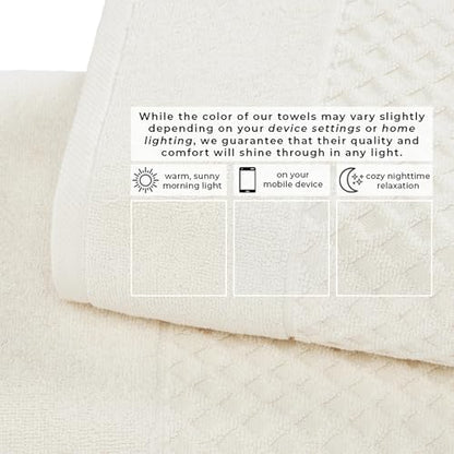 Great Bay Home Hand Towels - 100% Cotton 6 Pack 26x16 Hand Towel Set - Absorbent, Durable, Quick-Dry Towels for Bathroom (Ivory)