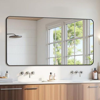 Bathroom Mirror 60" x 30", Large Rectangle Wall Mirror, Black