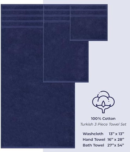 American Soft Linen 100% Cotton Luxury Turkish Towels, 3 Piece Towel Set