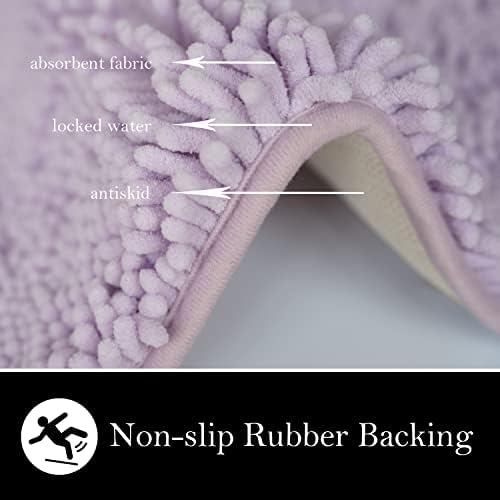 Bathroom Rugs Chenille Bath mat 2 Piece Set, Super Absorbent, PVC Non Slip Backing, Bath mats for Bathroom, Plush Shaggy, Thick, Machine Washable, Bathtub, Shower, Toilet.(Lavender)