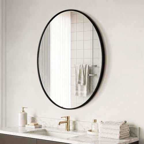 Black Oval Bathroom Mirror for Wall, 24"x32" Bathroom Vanity Mirror