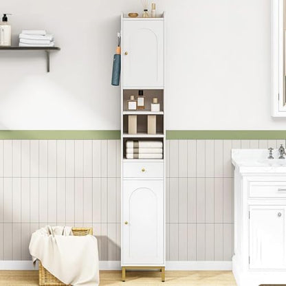 Hzuaneri Tall Bathroom Cabinet with Adjustable Shelves, Storage Cabinet