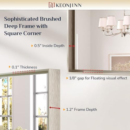 Keonjinn 16x24 Inch Nickel Bathroom Mirror for Over Sink, Rectangular