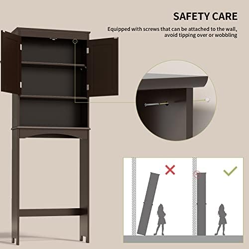 Gizoon Over the Toilet Storage Cabinet with Adjustable Shelf, Espresso