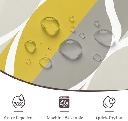 Gelbchu Geometric Shower Curtain for Bathroom, Gray Yellow, 72x72 Inch