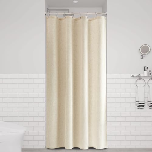 Naturoom Linen Shower Curtain 48x72 Inch for Bathroom Beige 1 Panel