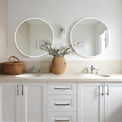Sunniry White Round Mirror 24 inch, 2 Pack Circle Mirror, Matte Metal Frame