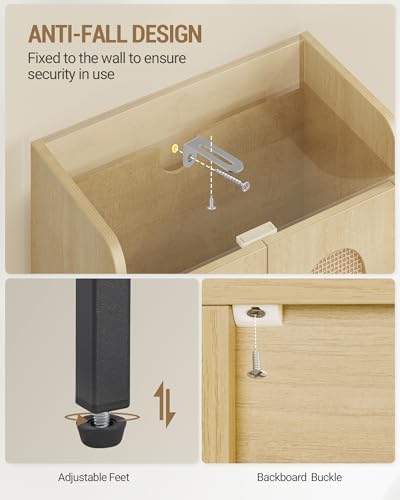 Hzuaneri Bathroom Cabinet, Small Storage Cabinet with 4 Doors