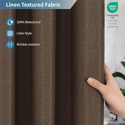Waterproof Fabric Shower Curtain,No Liner Needed,72x72,Brown