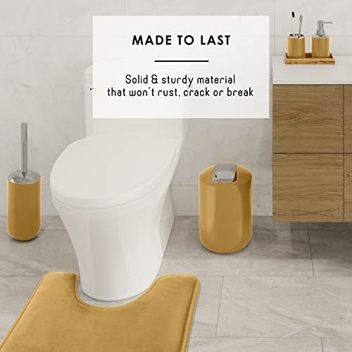 Clara Clark Bathroom Set – Bathroom Sets with Shower Curtain and Rugs, Soft Bathroom Rugs Non Slip, 23PC Gold Bathroom Accessories Set Complete with Bath Rugs, Shower Curtain Set with Liner and Hooks
