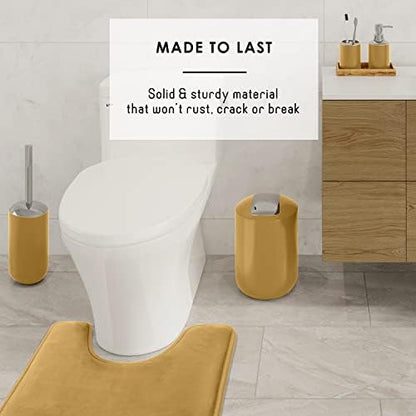 Clara Clark Bathroom Set – Bathroom Sets with Shower Curtain and Rugs, Soft Bathroom Rugs Non Slip, 23PC Gold Bathroom Accessories Set Complete with Bath Rugs, Shower Curtain Set with Liner and Hooks