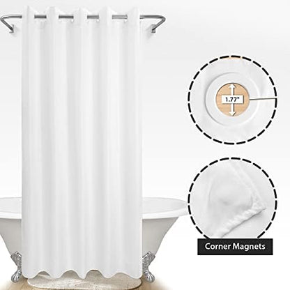 River Dream Extra Long No Hook Shower Curtain or Liner 71x98, White