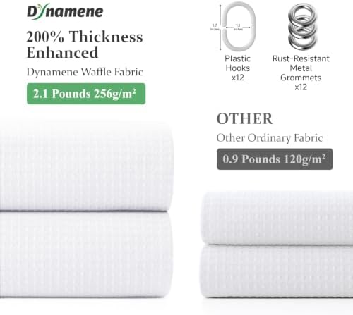 Dynamene Waffle Shower Curtain 256 GSM Heavy Duty Fabric 72"x72" White