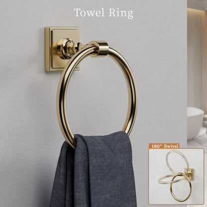 Champagne Bronze Bathroom Accessories Set, 5 Piece Bathroom Towel Holder Set, SUS304 Stainless Steel 24" Towel Bar, Towel Rack Set for Bathroom, Bathroom Hardware Set Wall Mounted