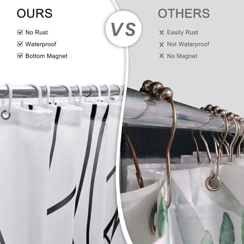 Striped Shower Curtain for Bathroom, White Black, 72" W x 72" L