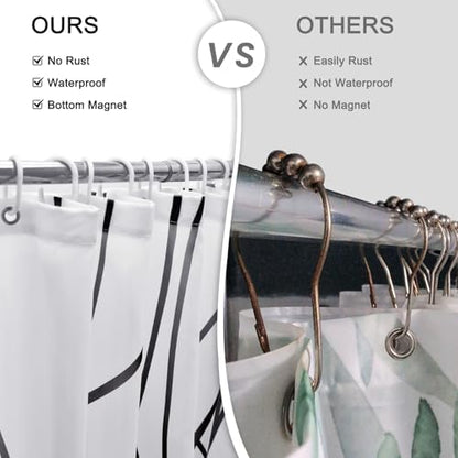 Striped Shower Curtain for Bathroom, White Black, 72" W x 72" L