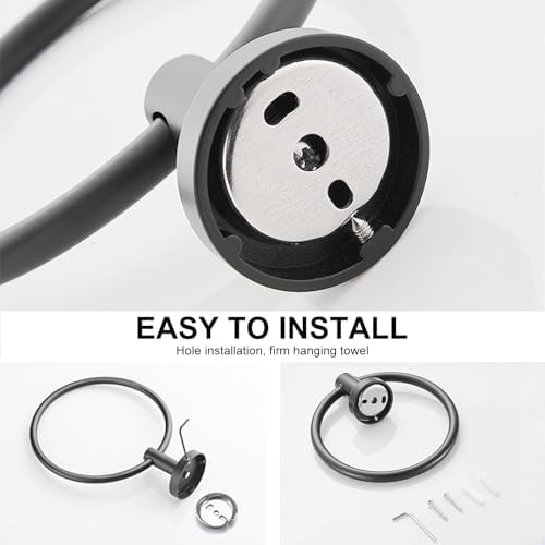 SetSail Towel Holder for Bathroom Wall Mounted Screw-in Towel Ring, Grey
