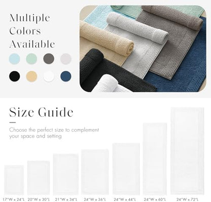 Madison Park Splendor Reversible 100% Cotton Bath Runner, 24 x 72, White