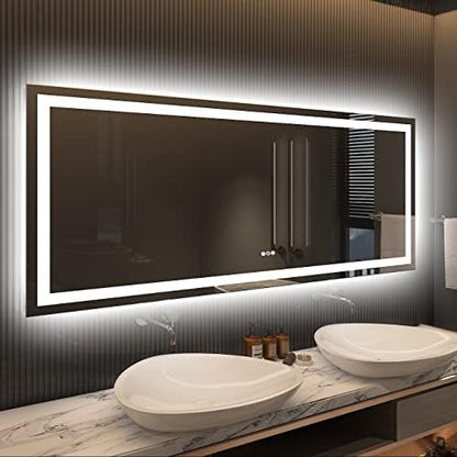 Amorho LED Bathroom Mirror, 60"X28" with Front Light and Backlit
