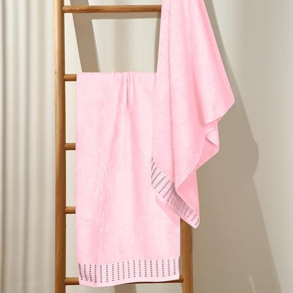 BELIZZI HOME Cotton 2 Pack Oversized Bath Towel Set 28x55 inches, Large Bath Towels, Ultra Absorbant Compact Quickdry & Lightweight Towel, Ideal for Gym Travel Camp Pool - Pink