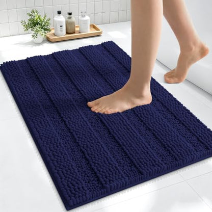 Smiry Thick Small Chenille Bathroom Rugs 24x16, Bath Mat, Twilight Sapphire