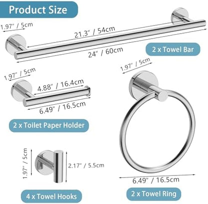 Newfun 10-Pieces Polished Chrome Bathroom Hardware Set 24 Inch