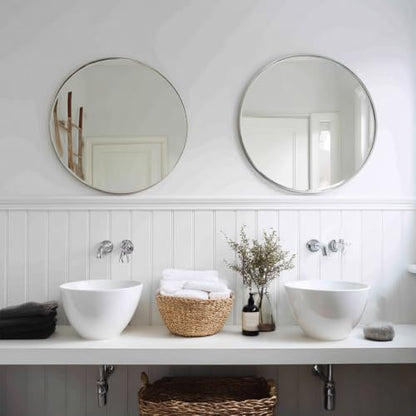 Sunniry Nickel Round Mirror 20 inch, 2 Pack Circle Mirror with Metal Frame