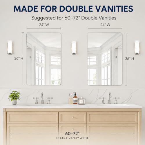 USHOWER 2-Pack Frameless Bathroom Mirrors for Over Sink, 24x36 Inch