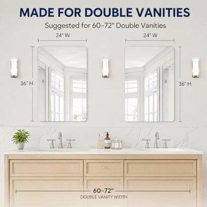 USHOWER 2-Pack Frameless Bathroom Mirrors for Over Sink, 24x36 Inch