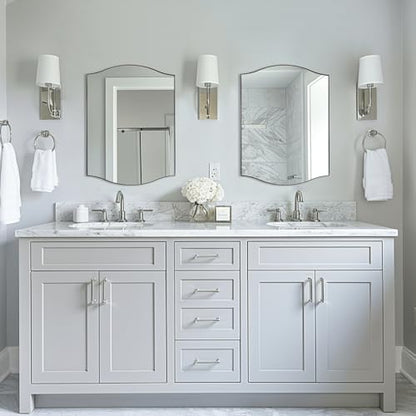 ANDY STAR Polished Chrome Bathroom Mirror, 20"x30" Scalloped Wall Mirror in Stainless Steel Metal Frame, Unique Vanity Mirror with Modern Curved Edge Design, Ideal for Bathroom, Bedroom, Entryway