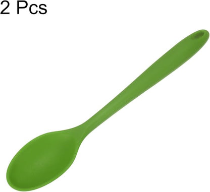 HARFINGTON 2Pcs Silicone Spoons, Heat Resistant Kitchen Cooking Utensil Spoon for Cooking, Mixing, Stirring and Serving, Olive