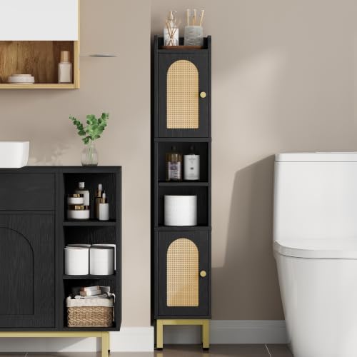 Hzuaneri Slim Bathroom Storage Cabinet, Narrow Bathroom Organizers,2 Doors