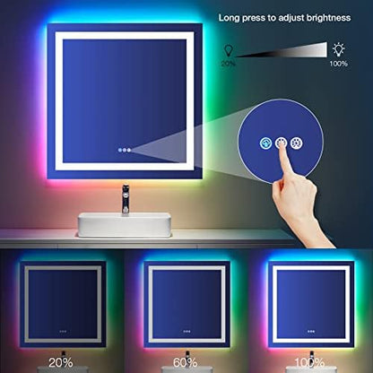 LOAAO 24"X30" RGB LED Bathroom Mirror with Lights, UL Listed