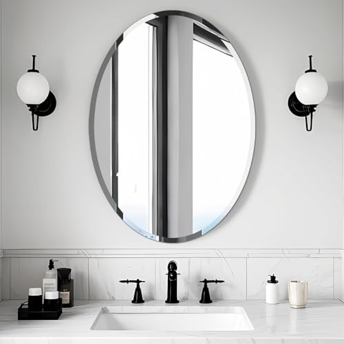 Bathroom Mirror for Over Sink 20" x 28" Oval Frameless Wall Mirror